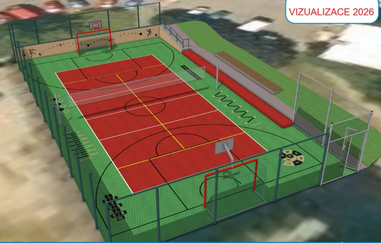 Vizualizace rekonstrukce hřiště na&nbsp;Sahaře